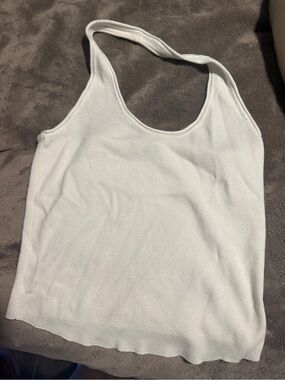 Dynamite White Ribbed Tank - Scoop Neck Halter Style